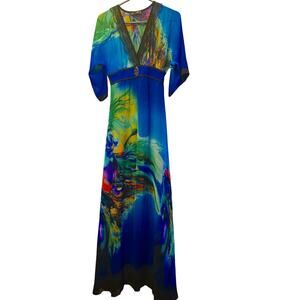 Sogo y2k tropical maxi dress size medium